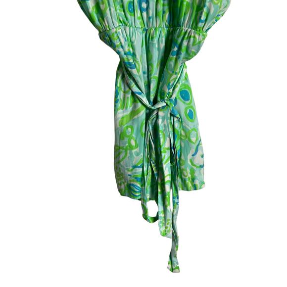 Lilly Pulitzer Deanna Pool Blue Green Any Fins Possible Romper Size Large - Picture 6 of 8